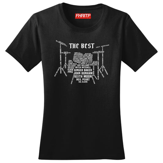 Ladies Drummer Legends Drum Kit Tribute T shirt Tee Top T-shirt