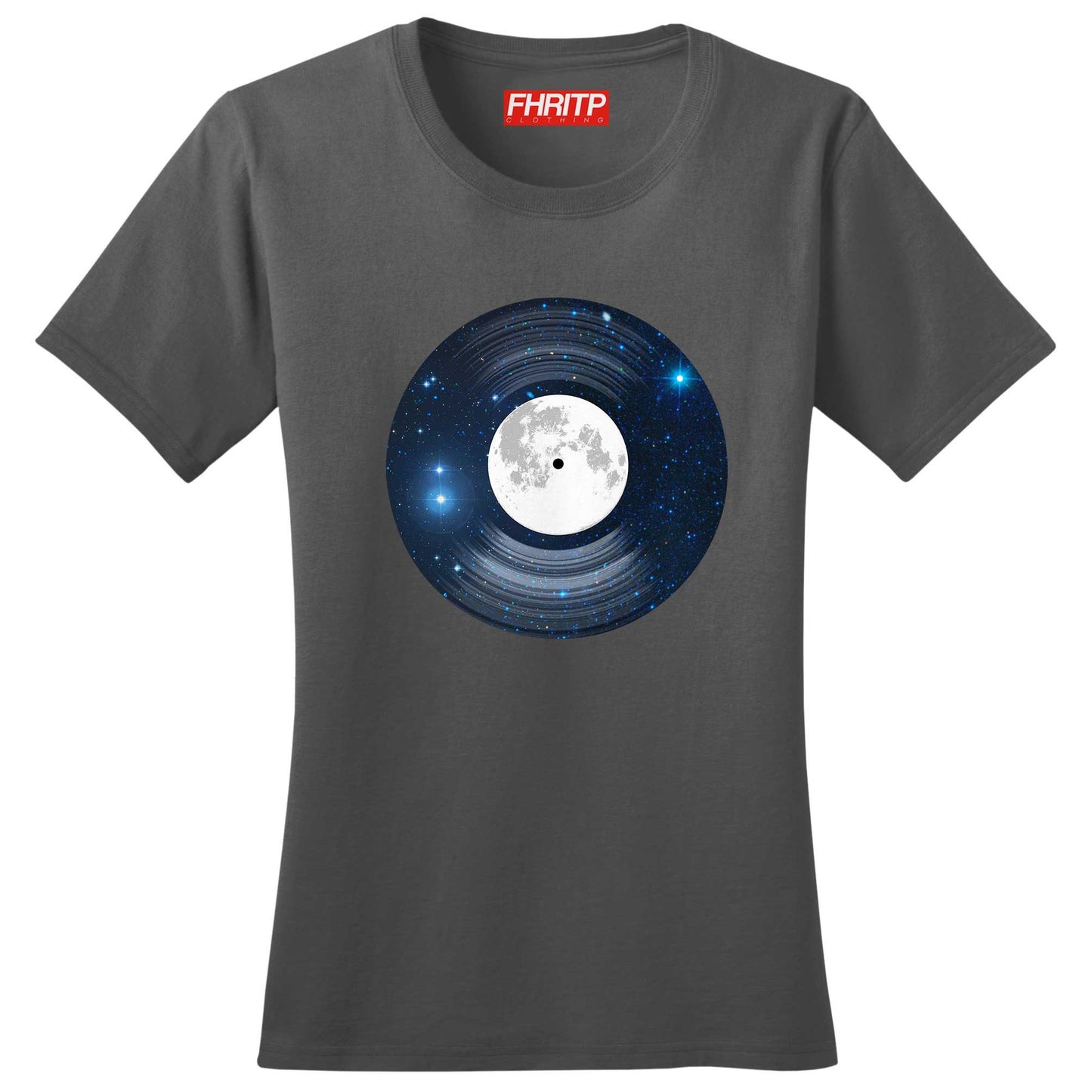 Ladies Space Moon Vinyl Funkalicious Astronaut Record Funny T shirt Tee Top T-shirt