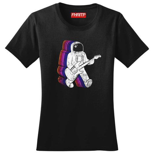 Ladies Rockalicious Funkalicious Guitar Astronaut Funny Spoof T shirt Tee Top T-shirt