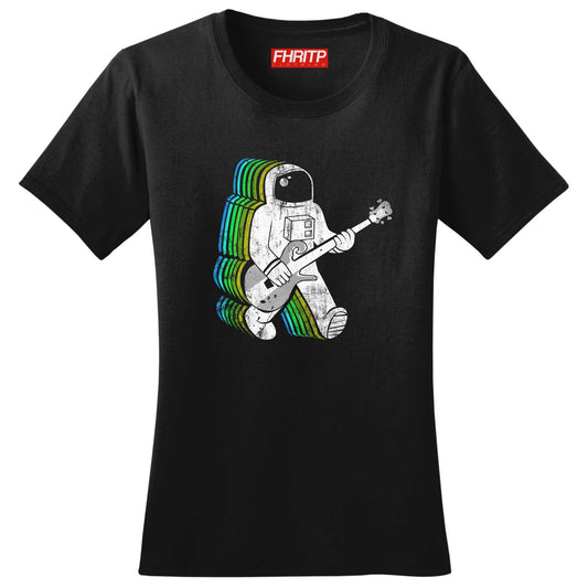 Ladies Rockalicious Bassist Funkalicious BASS Guitar Astronaut Funny T shirt Tee Top T-shirt