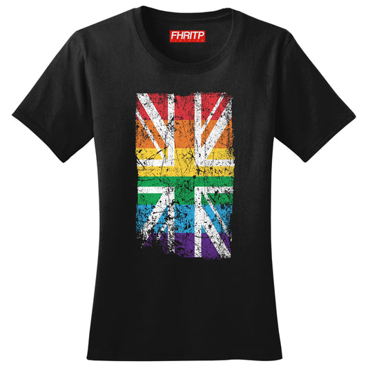 Ladies Great Britain UK Union Jack Pride Flag LGBT Rights T shirt Tee Top T-shirt