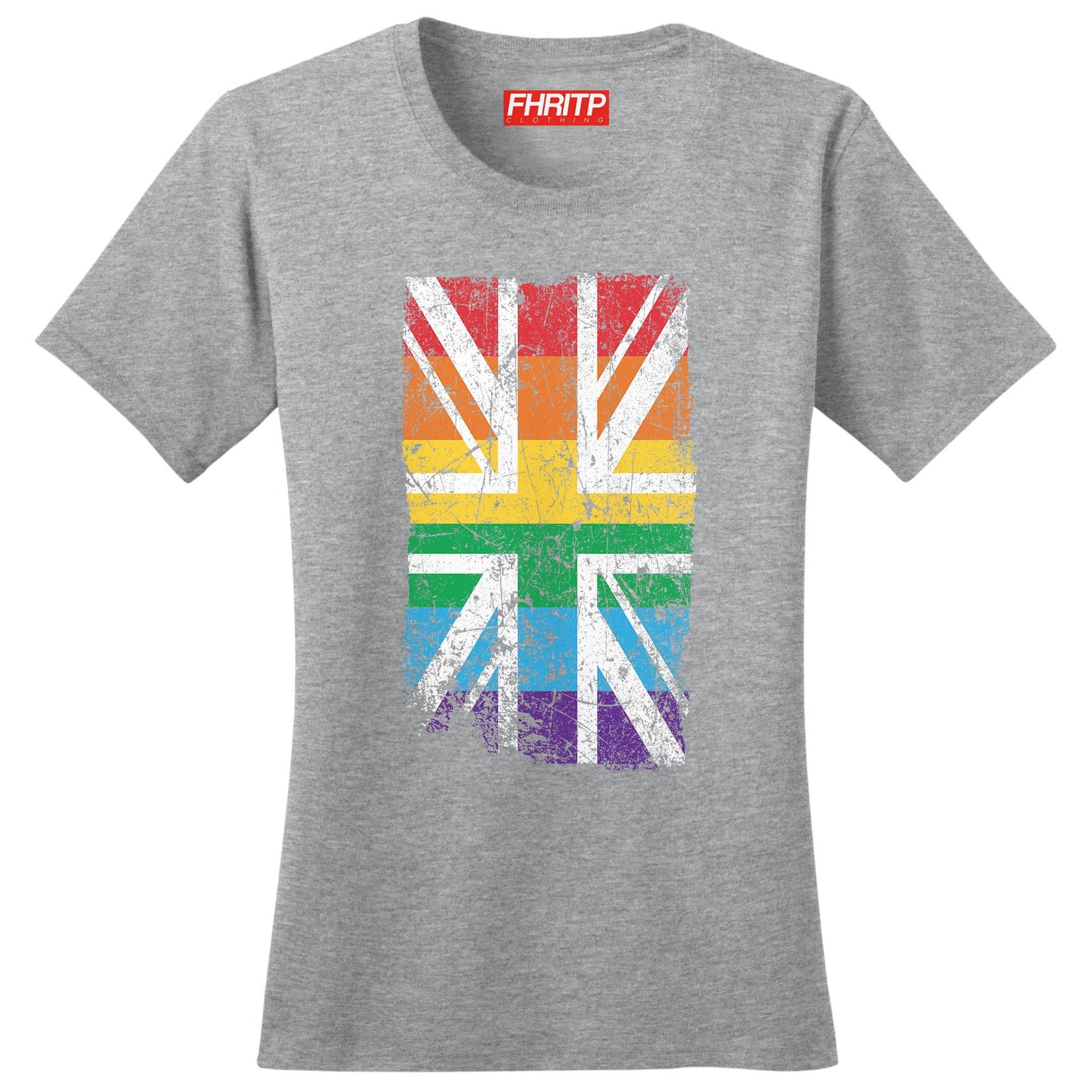 Ladies Great Britain UK Union Jack Pride Flag LGBT Rights T shirt Tee Top T-shirt