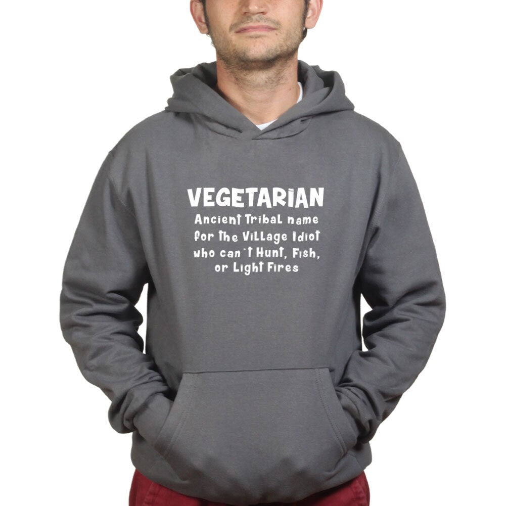 Vegetarian Village Idiot Funny Spoof Hoodie