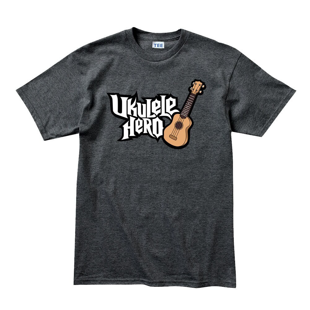 Mens Ukulele Hero Funny Spoof Guitarist T shirt Tee Top T-shirt