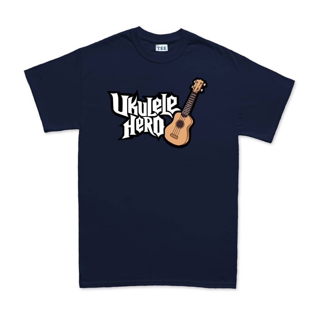 Mens Ukulele Hero Funny Spoof Guitarist T shirt Tee Top T-shirt