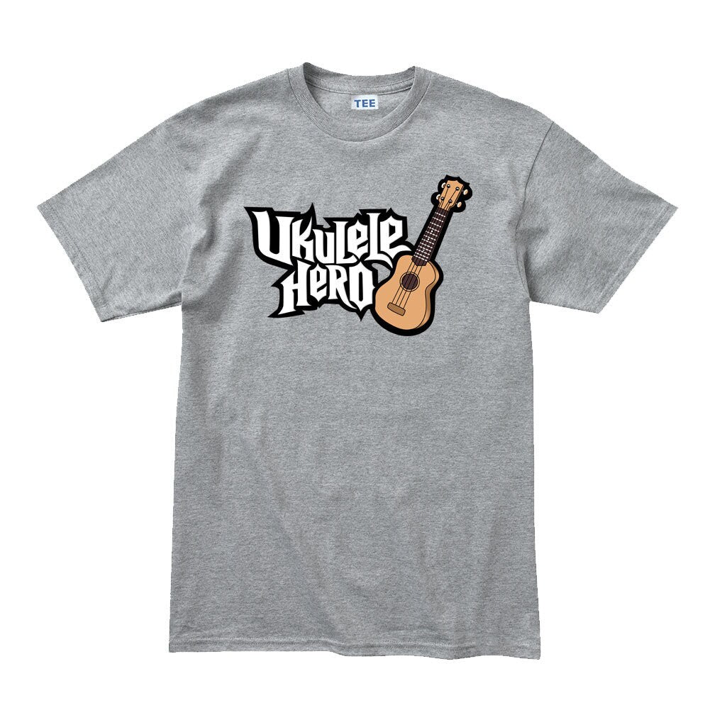 Mens Ukulele Hero Funny Spoof Guitarist T shirt Tee Top T-shirt