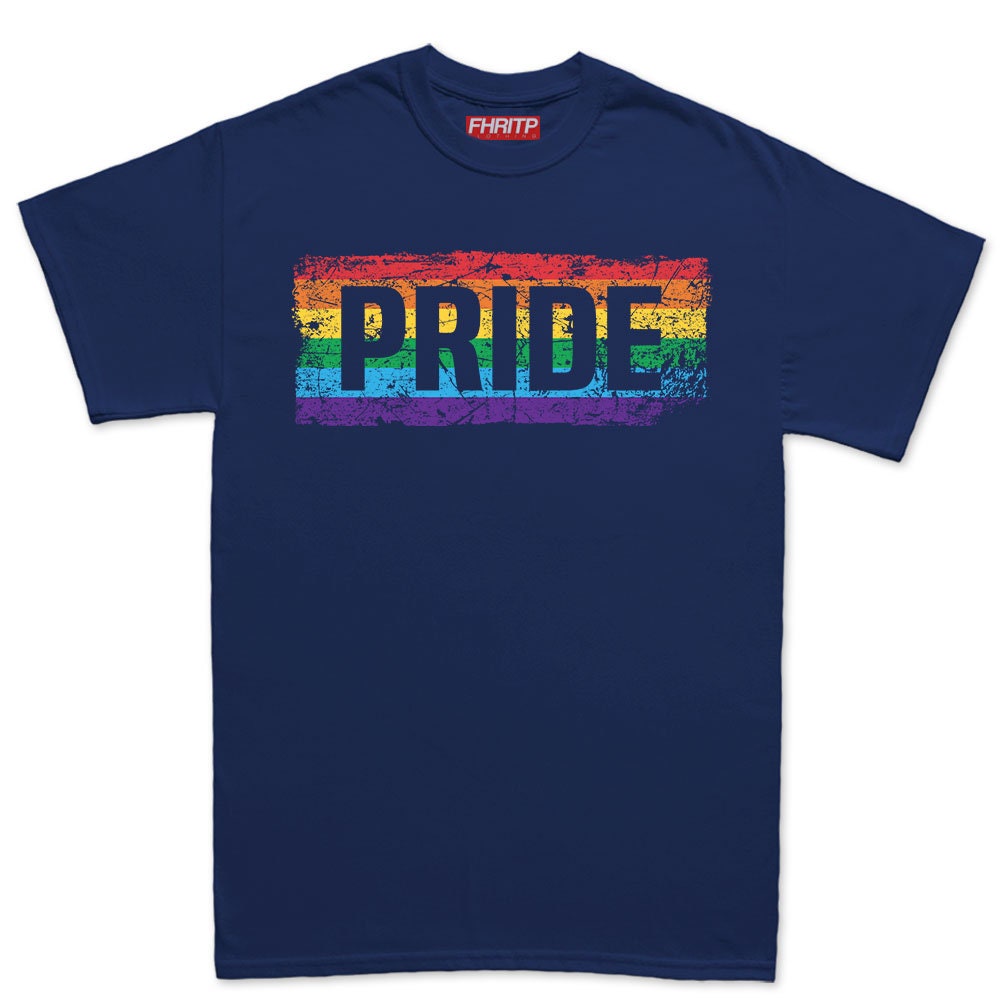 Mens PRIDE Rainbow Flag LGBT+ Gay Lesbian Trans Support T shirt Tee Top T-shirt