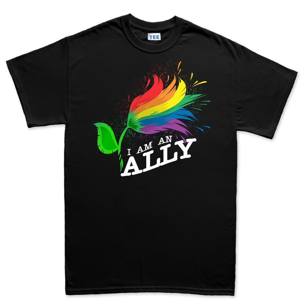 Mens I Am An Ally Pride Gay Lesbian Bisexual LGBT Diversity T shirt Tee Top T-shirt