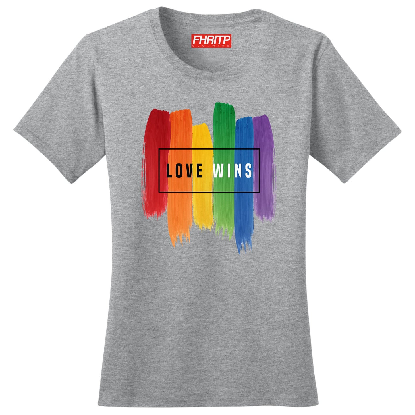 Womens Love Wins LGBT+ Rainbow Flag Pride Proud T shirt Tee Top T-shirt