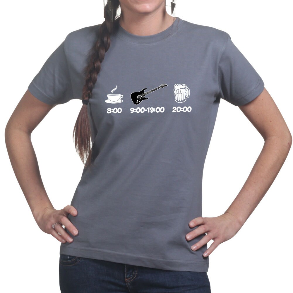 Ladies Daily Guitarist Timetable Funny Guitar player T shirt Tee Top T-shirt