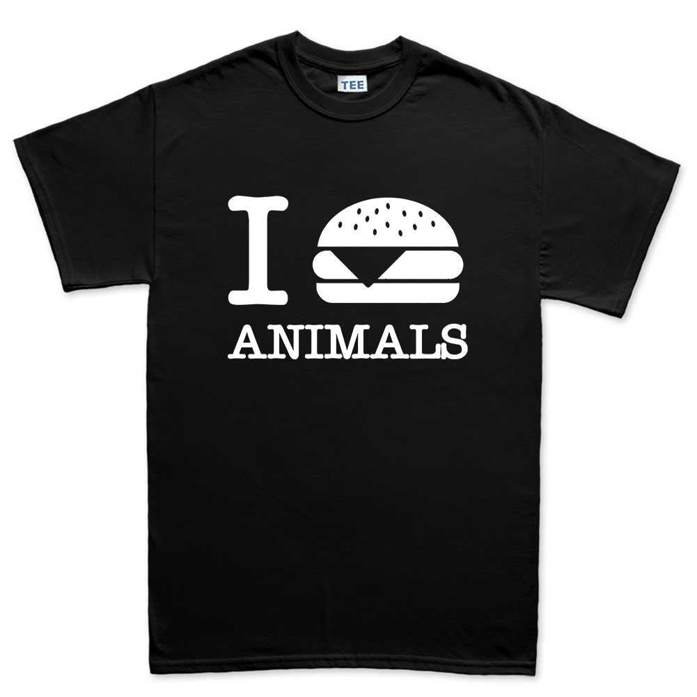 Mens I Burger Love Animals T shirt Tee Top T-shirt