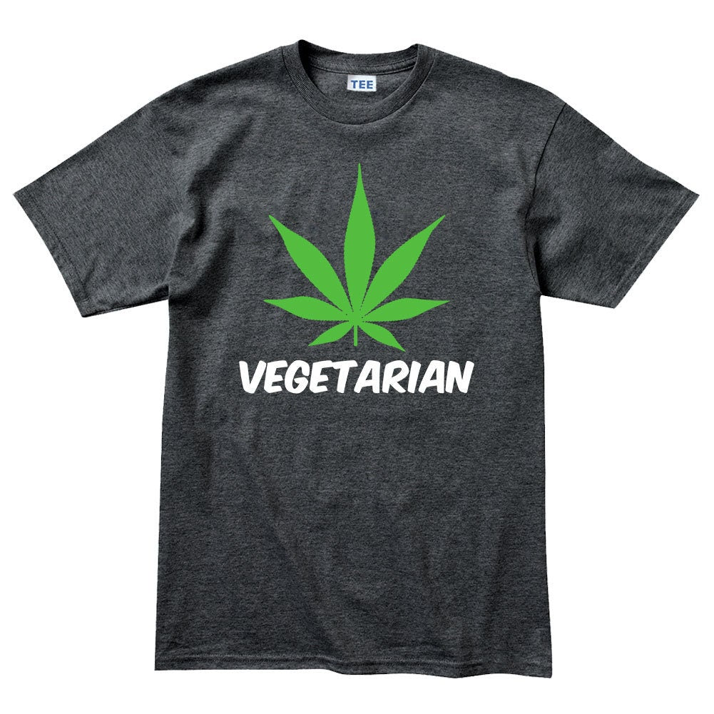 Mens Vegetarian Weed Vegan Funny Parody T shirt Tee Top T-shirt