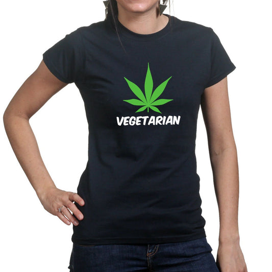 Ladies Vegetarian Weed Vegan Funny Parody T shirt Tee Top T-shirt
