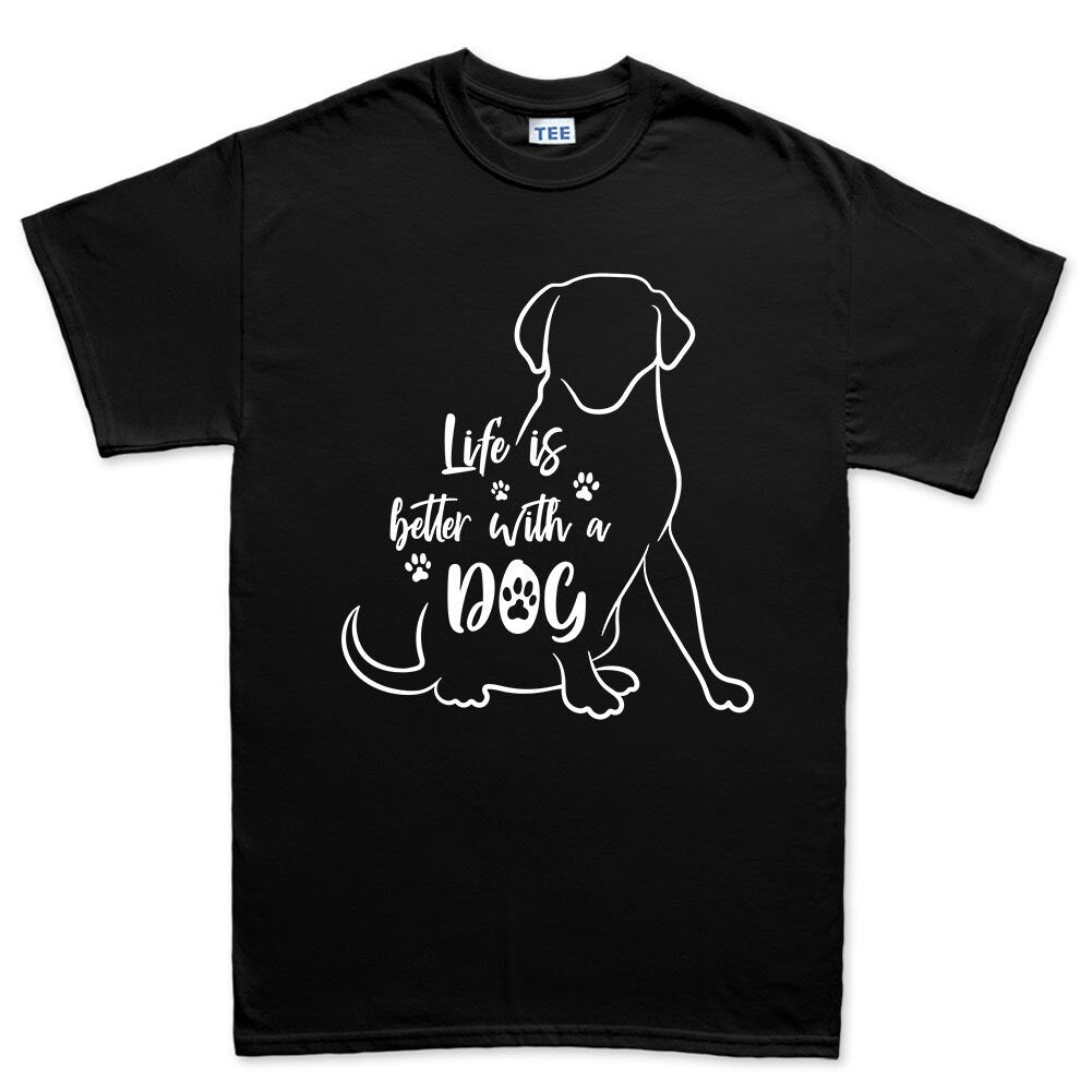 Mens Life Is Better With A Dog Puppy Pet Owner Gift T shirt Tee Top T-shirt