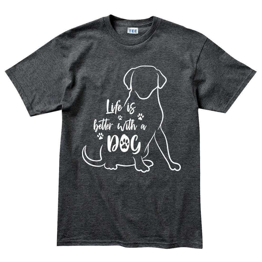 Mens Life Is Better With A Dog Puppy Pet Owner Gift T shirt Tee Top T-shirt