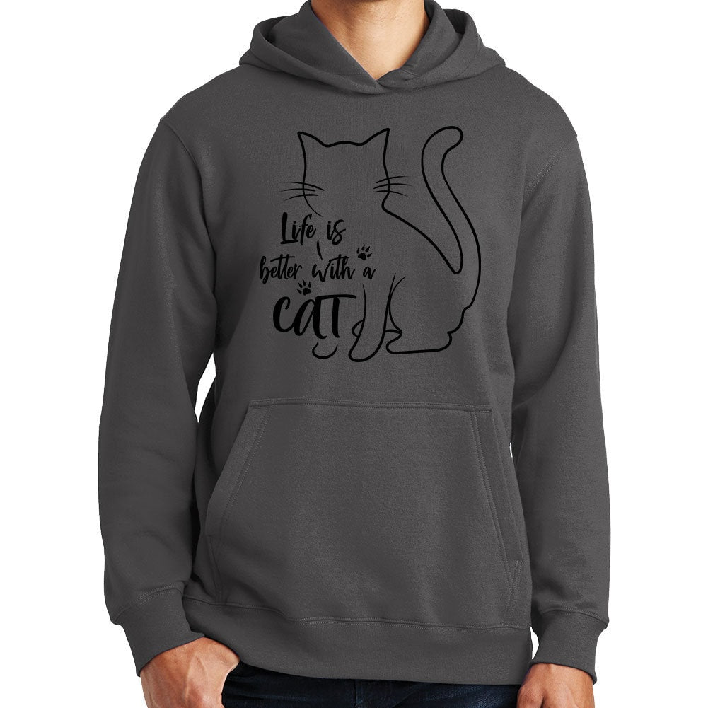 Cat Hoodie Sweatshirt, Life Is Better With A Cat Funny Kitten Hoodie, Animal Lover Shirt, Gift for Pet Lovers