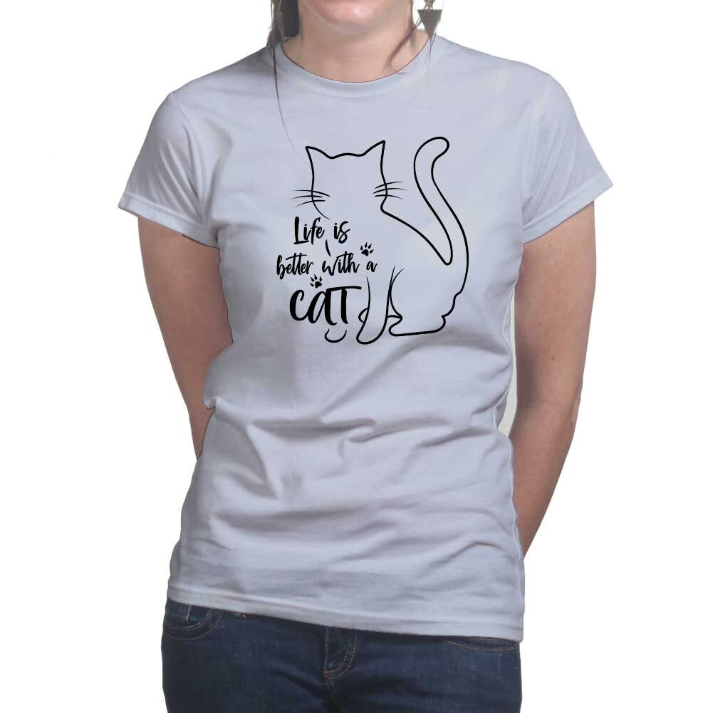 Ladies Life Is Better With A Cat Kitten Pet  T shirt Tee Top T-shirt