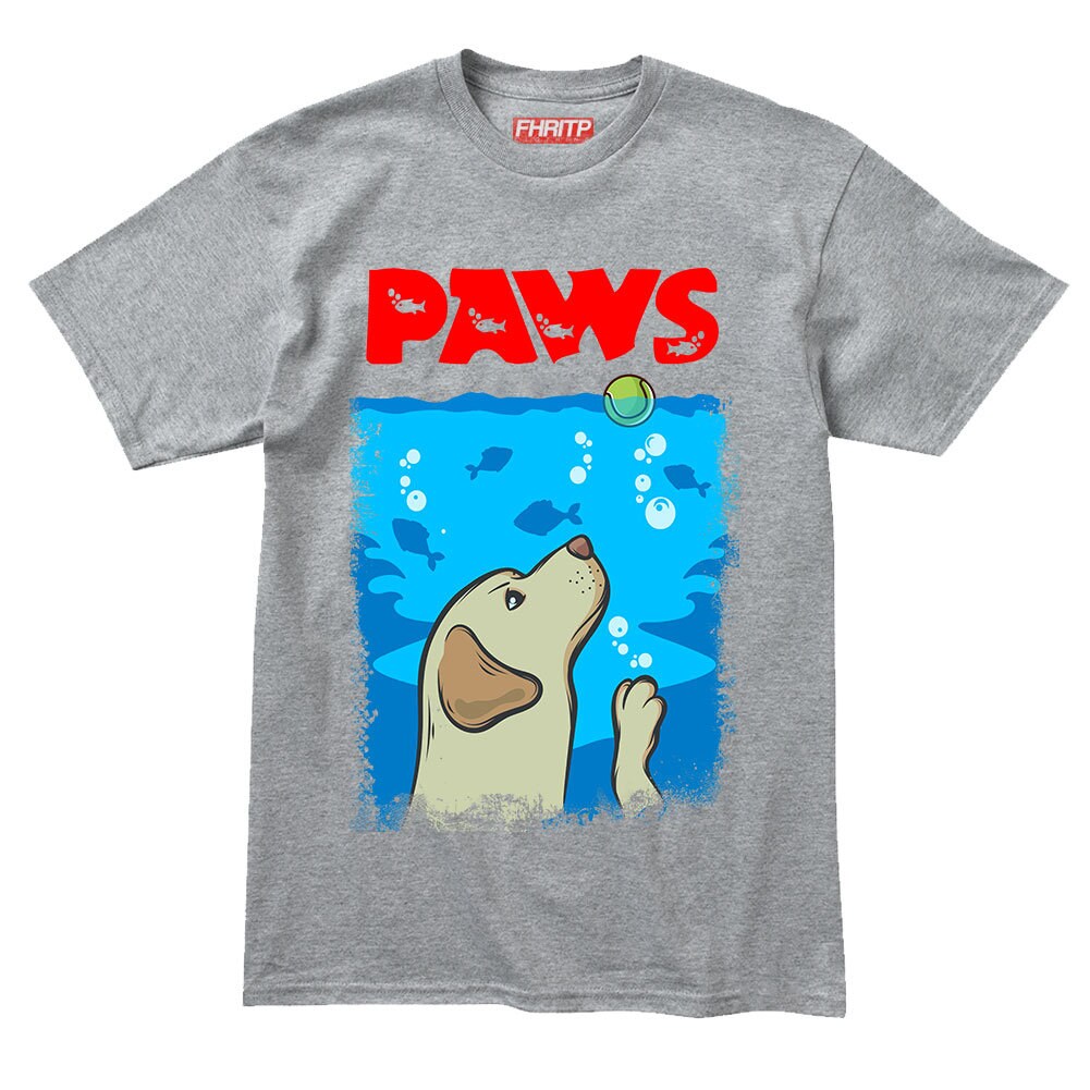 Jaws Paws Dog Labrador Retriever Movie Poster Parody Mens T shirt Tee Top T-shirt