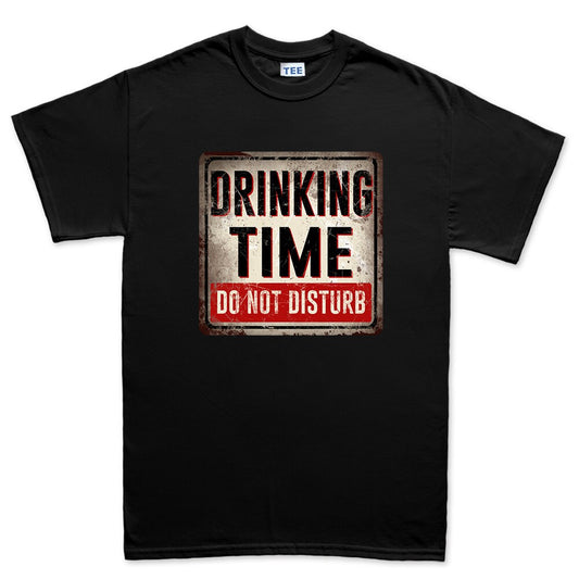 Mens Drinking Time Do Not Disturb Wine Beer Pub Sign T shirt Tee Top T-shirt