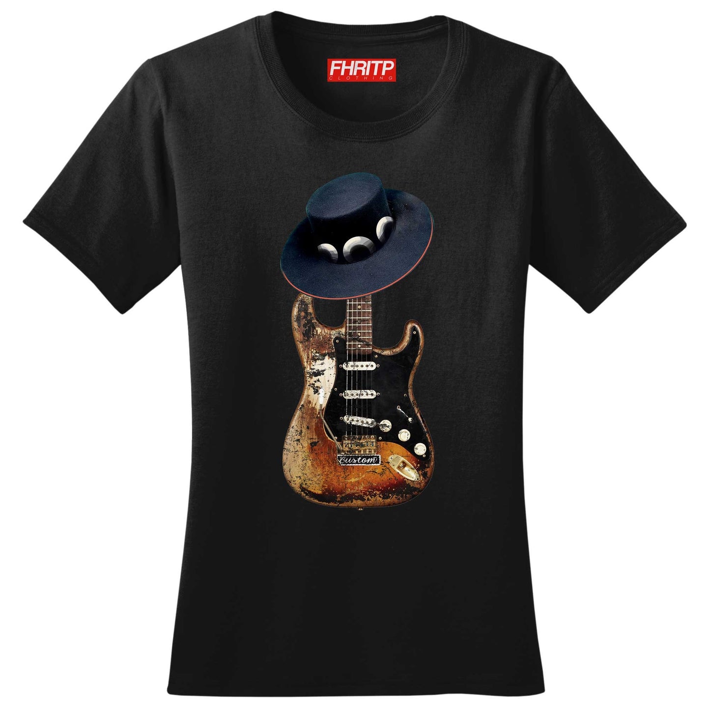 Ladies Stevie Ray Tribute Number One Guitar SRV 1959 American Blues Music T shirt Tee Top T-shirt