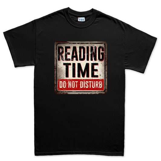 Mens Reading Time Do Not Disturb Book Warning Sign T shirt Tee Top T-shirt