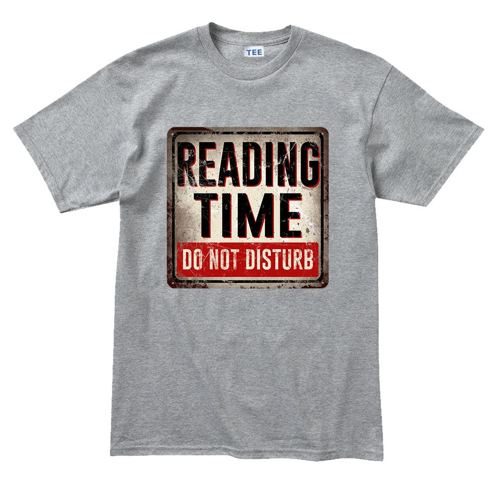 Mens Reading Time Do Not Disturb Book Warning Sign T shirt Tee Top T-shirt