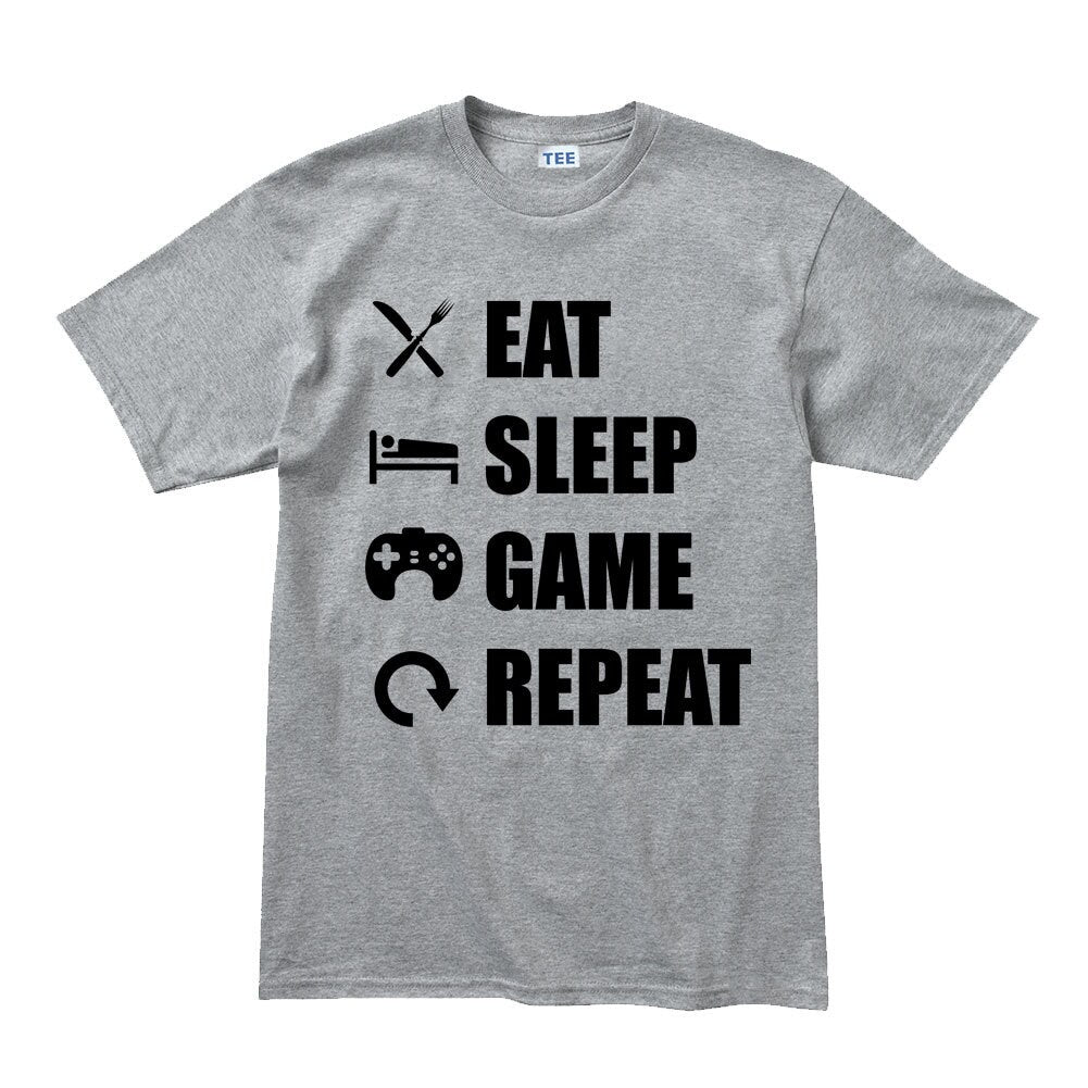 Mens Eat Sleep Game Repeat Funny Gamer Gaming T shirt Tee Top T-shirt