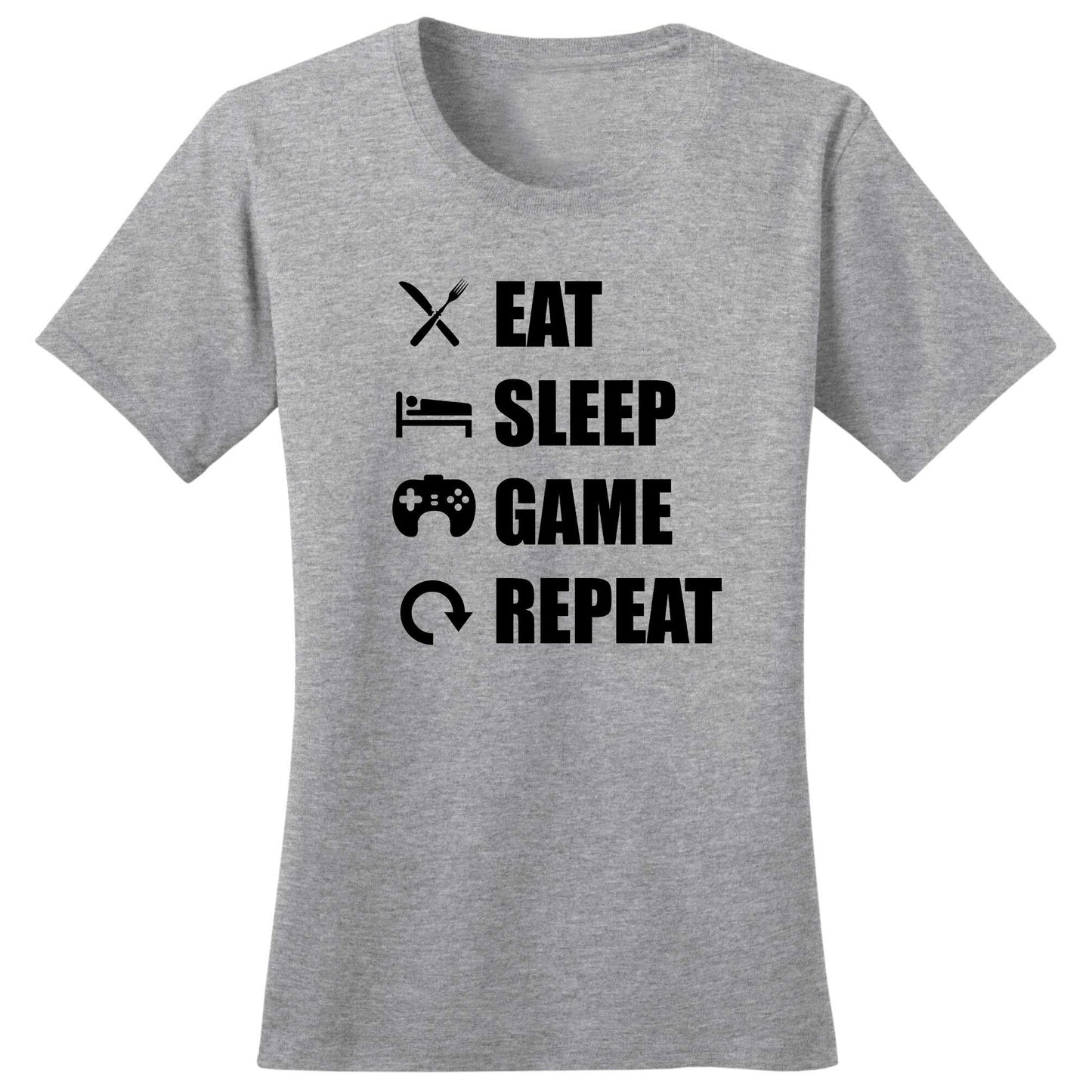 Ladies Eat Sleep Game Repeat Funny Gamer Gaming T shirt Tee Top T-shirt