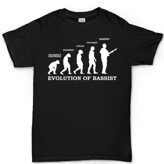 Mens Evolution of Bassist Bass Guitar Funny Musician T shirt Tee Top T-shirt