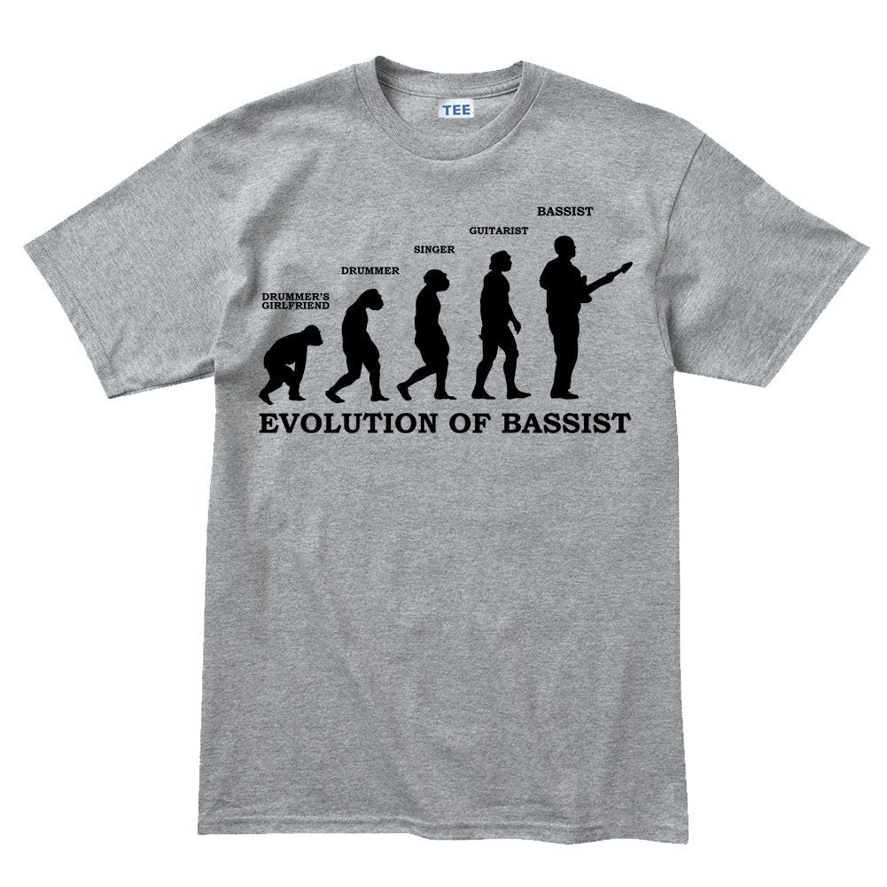 Mens Evolution of Bassist Bass Guitar Funny Musician T shirt Tee Top T-shirt