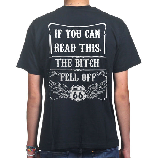 Mens If You Can Read This The Bitch Fell Off Funny Bikers T shirt Tee Top T-shirt