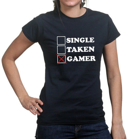 Ladies Single Taken Gamer Funny Gaming T shirt Tee Top T-shirt