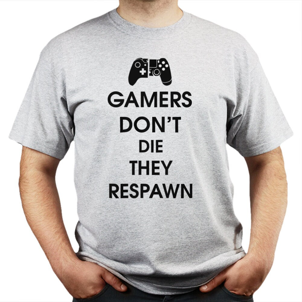 Mens Gamers Don't Die They Respawn Funny Gaming T shirt Tee Top T-shirt