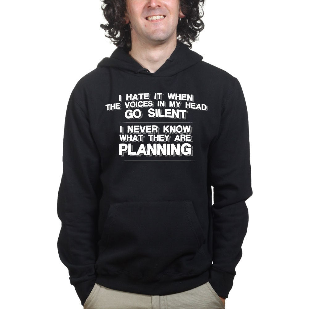 Voices In My Head Go Silent Funny Mental Health Parody Hoodie