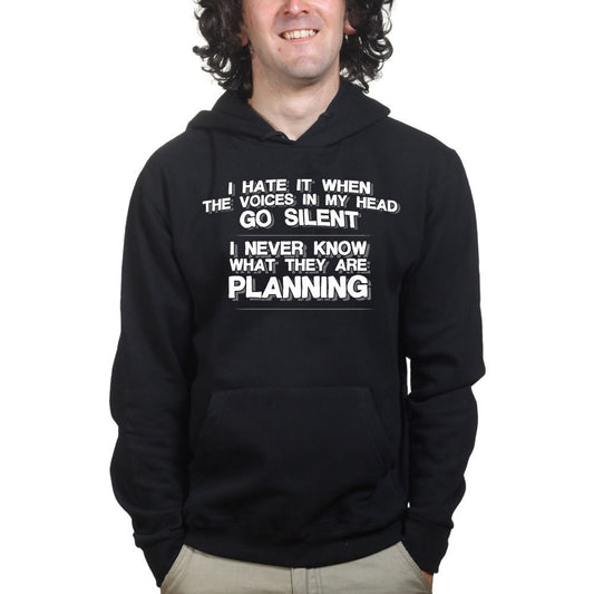 Voices In My Head Go Silent Funny Mental Health Parody Hoodie