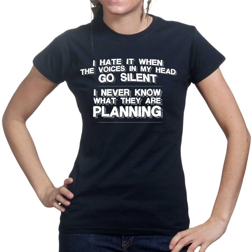 Ladies Voices In My Head Go Silent Funny Mental Health Parody T shirt Tee Top T-shirt