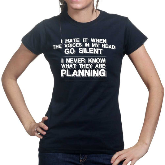 Ladies Voices In My Head Go Silent Funny Mental Health Parody T shirt Tee Top T-shirt