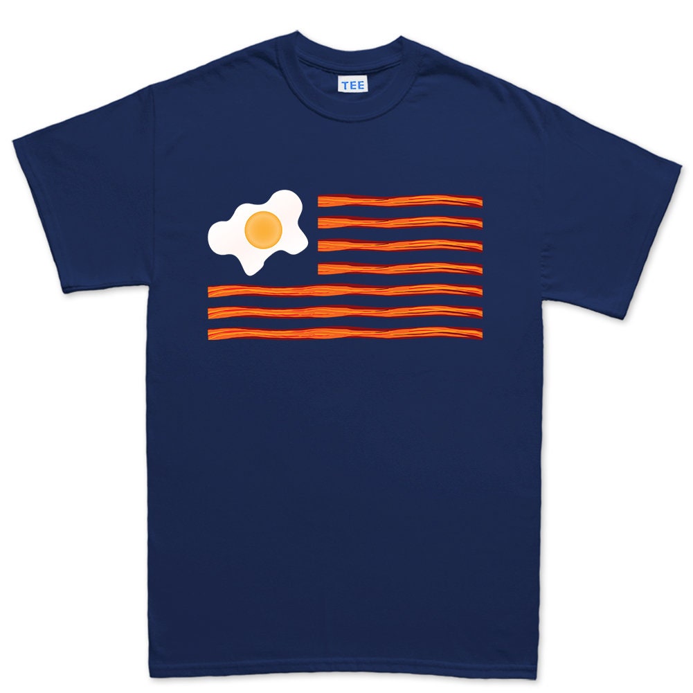 Mens American Bacon USA Flag Funny Food Joke Poof T shirt Tee Top T-shirt