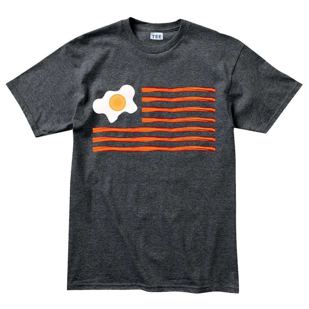 Mens American Bacon USA Flag Funny Food Joke Poof T shirt Tee Top T-shirt