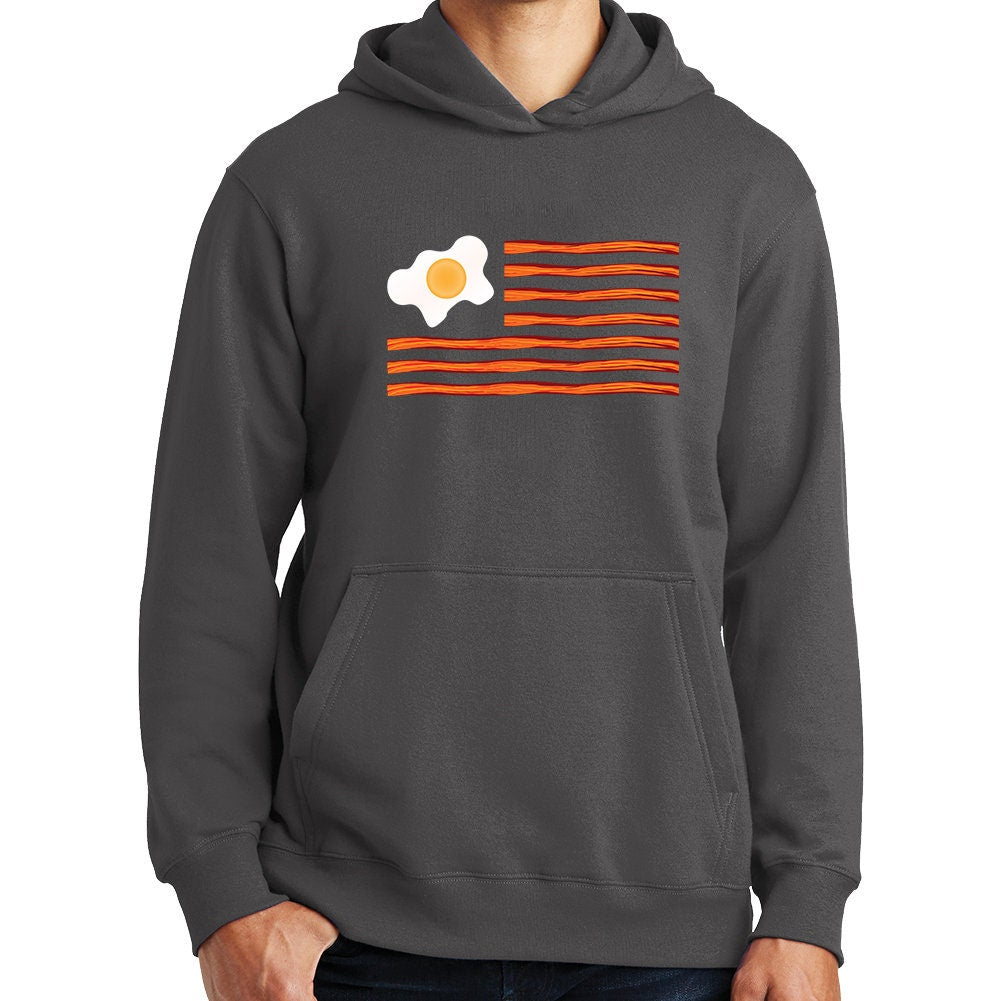 American Bacon USA Flag Funny Food Joke Poof Hoodie