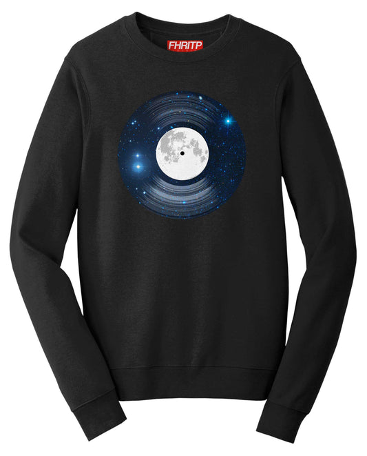 Space Moon Vinyl Funkalicious Astronaut Record Funny Sweatshirt