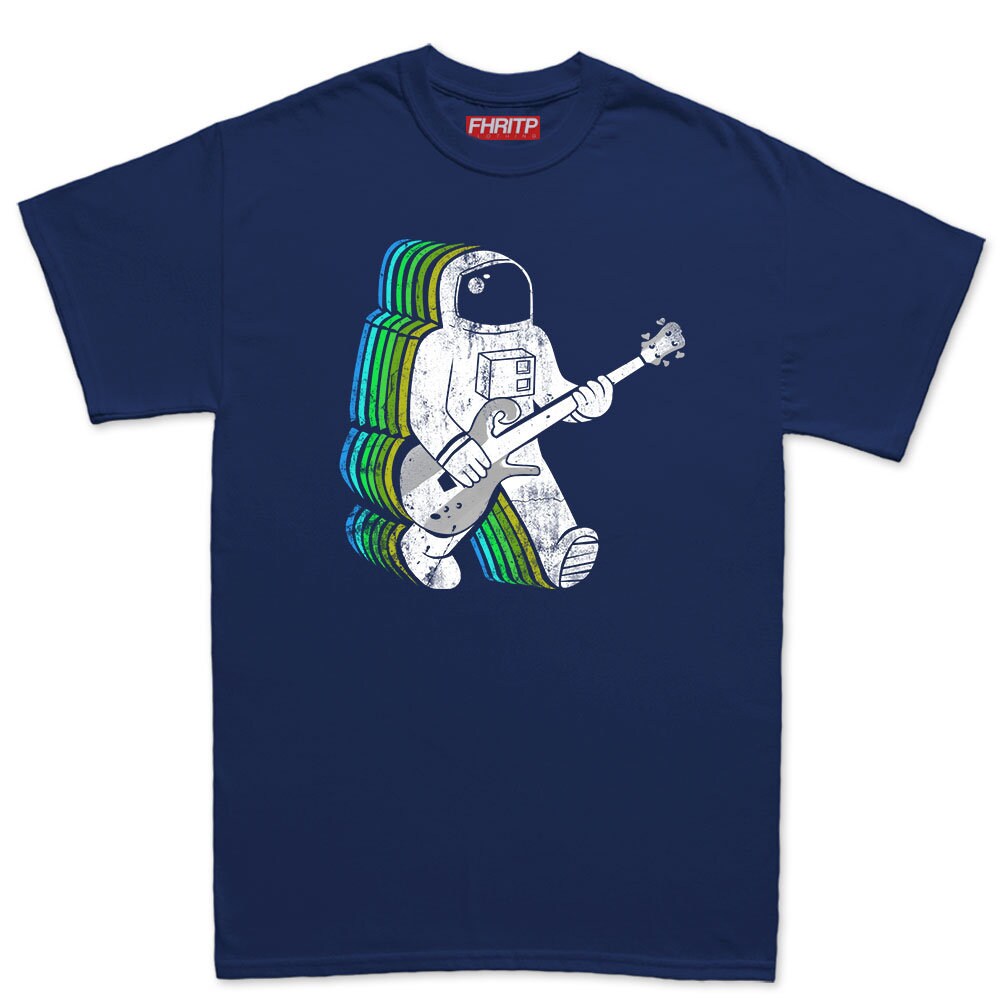 Astronaut Guitar T-shirt, Mens Guitar Lover Gift, Tee Top Astronaut T-shirt, Rockalicious Bassist Spaceman Shirt