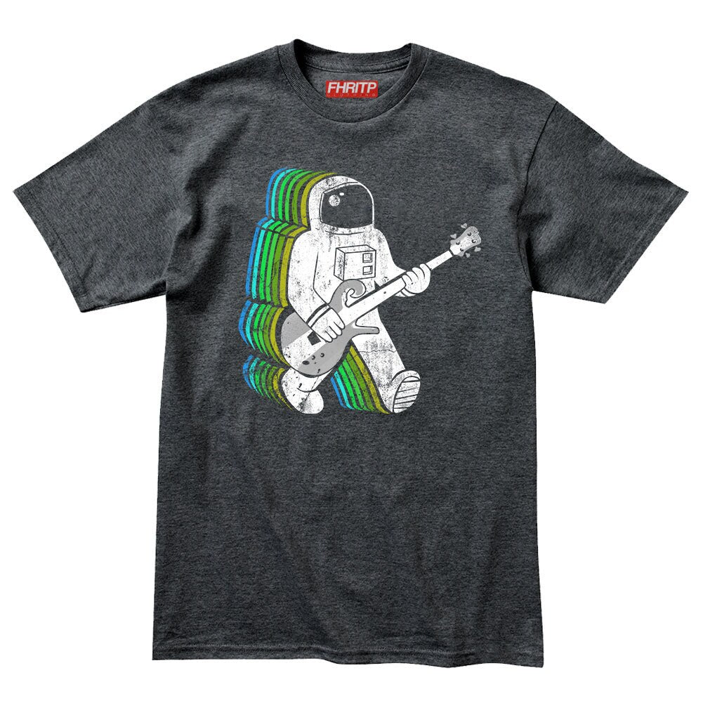 Astronaut Guitar T-shirt, Mens Guitar Lover Gift, Tee Top Astronaut T-shirt, Rockalicious Bassist Spaceman Shirt