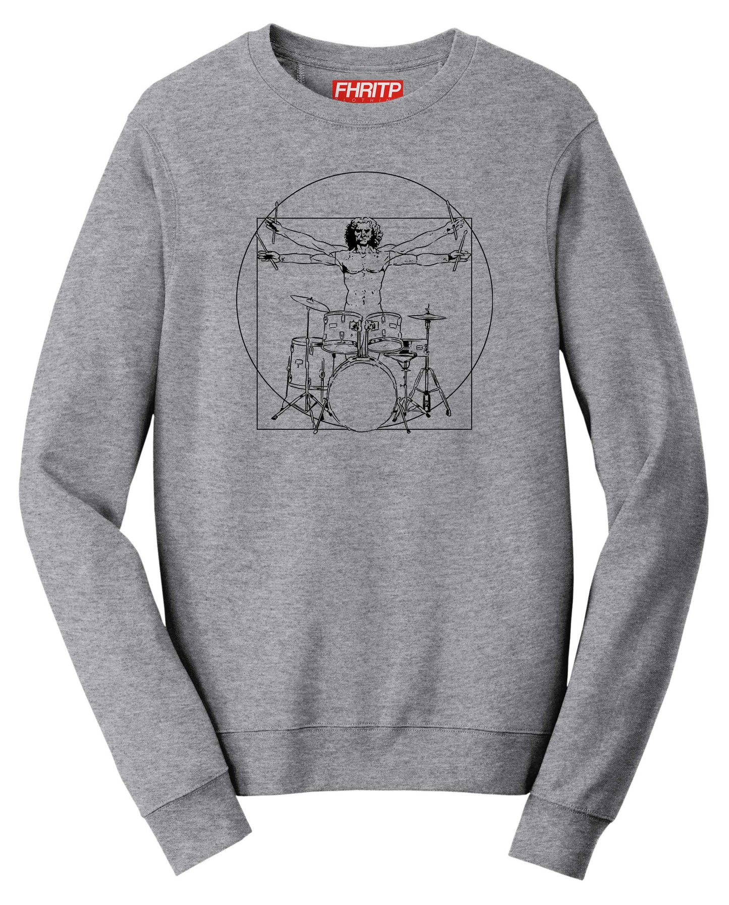 Vitruvian Drummer Da Vinci Drums Spoof Sweatshirt