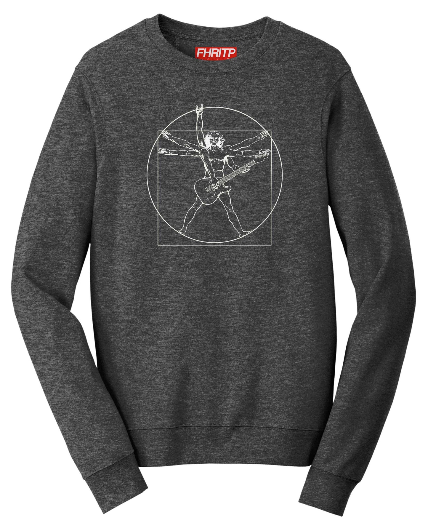 Vitruvian Guitarist Guitar Funny Spoof Da Vinci Sweatshirt