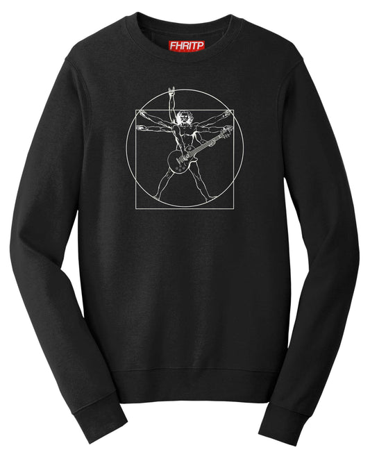 Vitruvian Guitarist Standard Guitar Funny Spoof Da Vinci Sweatshirt