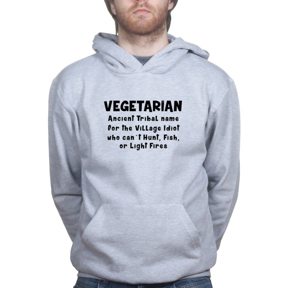 Vegetarian Village Idiot Funny Spoof Hoodie