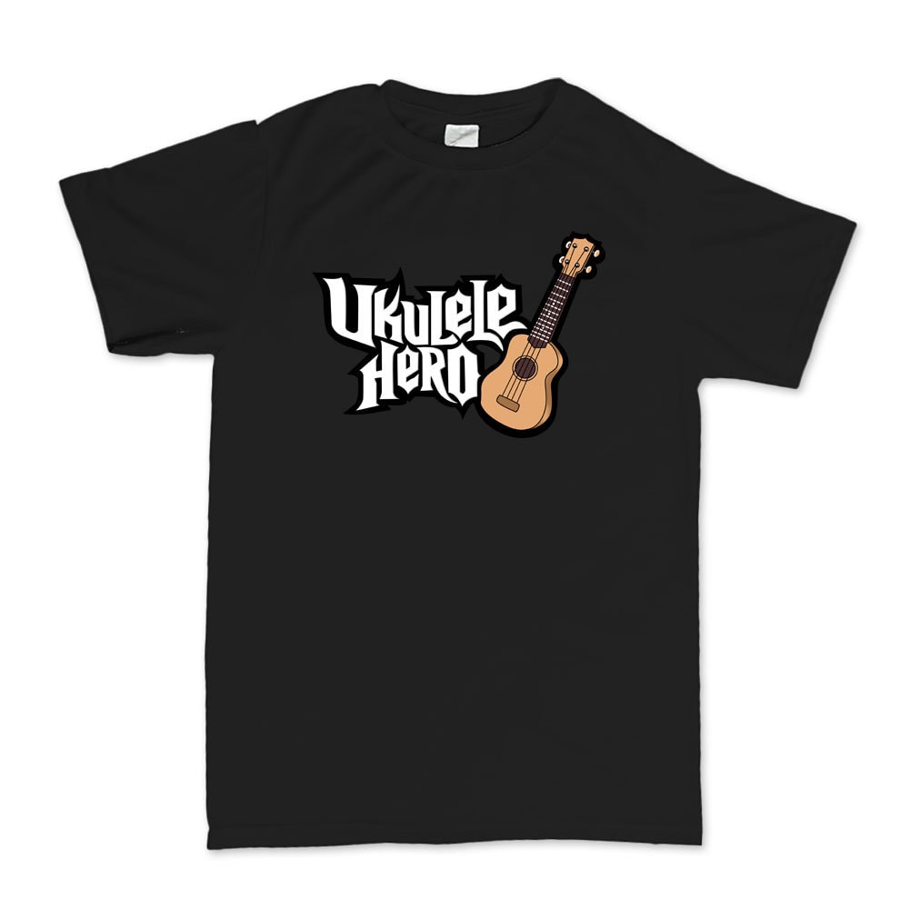 Mens Ukulele Hero Funny Spoof Guitarist T shirt Tee Top T-shirt