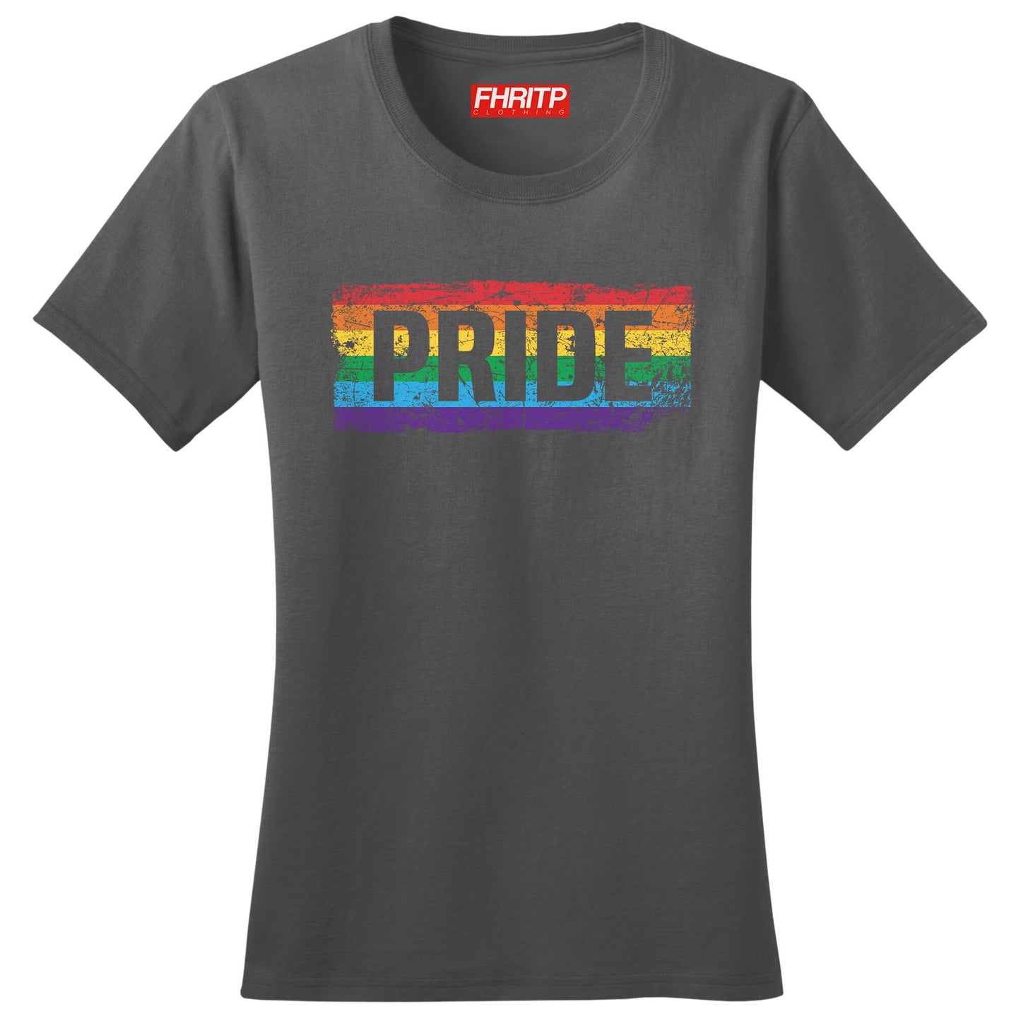 Womens PRIDE Rainbow Flag LGBT+ Gay Lesbian Trans Support T shirt Tee Top T-shirt