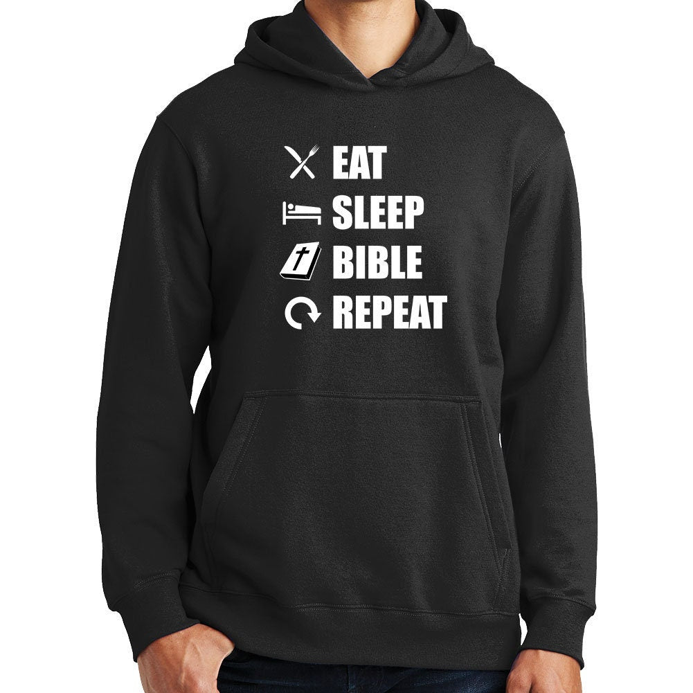 Eat Sleep Bible Repeat Funny Religious Christian Hoodie